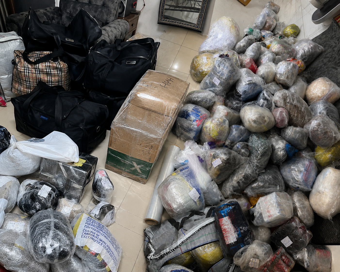 Full Lagos warehouse of parcels ready to ship to Germany